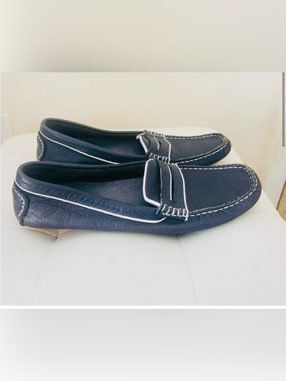 Sebago Navy Blue Leather Rally Moccasin Loafers NEW 9.5